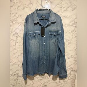 NWT True Religion Men’s Blue Denim Shirt 3XL